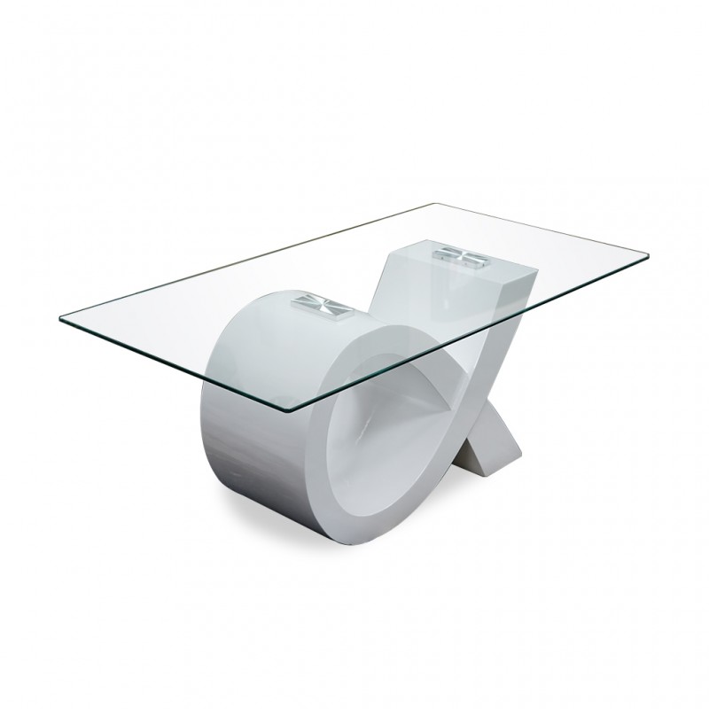 Trosky Coffee in White MDF & Glass Top Trosky Coffee in White MDF & Glass Top