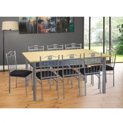 Nolana Table and 8 Chairs Metal/MDF Top