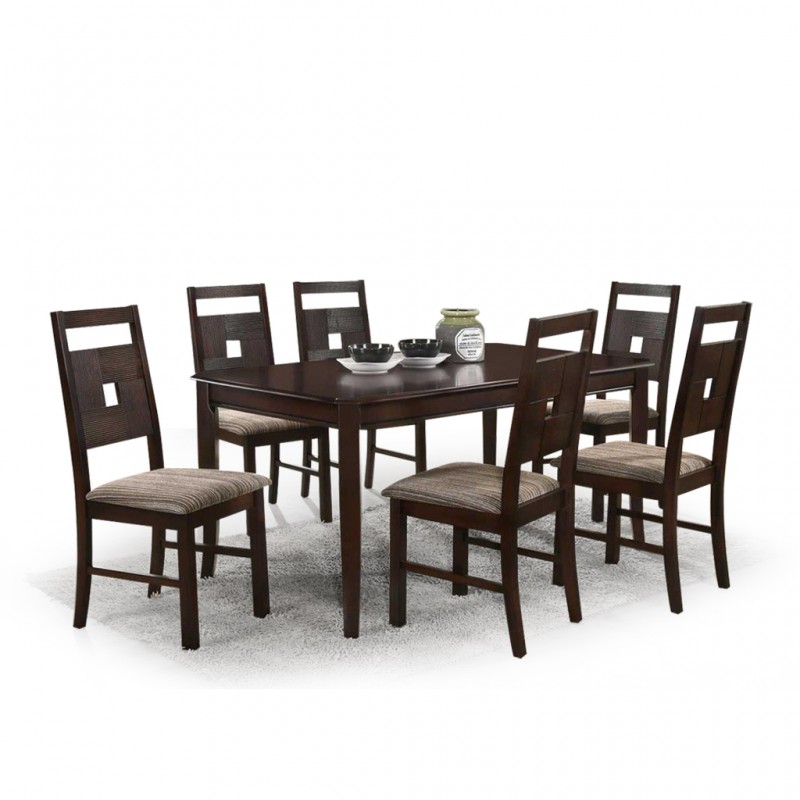 Salome Table and 6 Chairs Mocha Rubberwood Salome Table and 6 Chairs Mocha Rubberwood