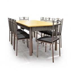 Nolana Table and 8 Chairs Metal/MDF Top