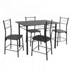 Barite Table and 4 Chairs Silver Wood